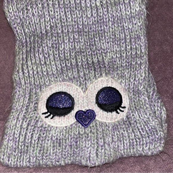 The children’s place owl eyes scarf one size cute gray and purple sparkle shine - Picture 3 of 5